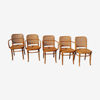 Set of 4 armchairs and one chair Thonet 811 Josef Hoffmann