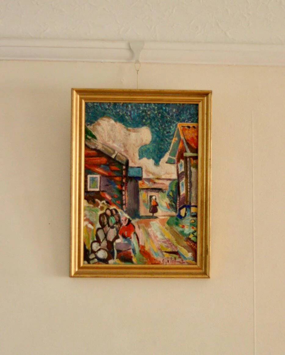 "Village scene" attributed to Sjöberg