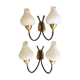 Pair vintage sconces, brass, steel and opaline 1950