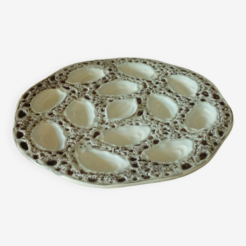 Oyster plate in ceramic from Vallauris Fat Lava vintage