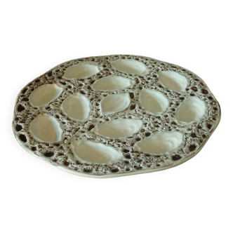 Oyster plate in ceramic from Vallauris Fat Lava vintage