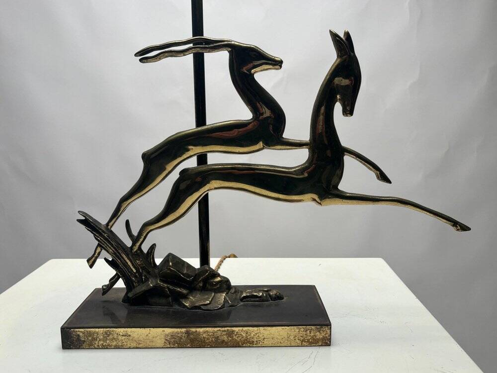 Art Deco Metal Table Lamp, France, 1940s