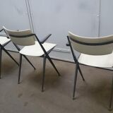 White pyramid chairs by Wim Rietveld for Ahrend de Cirkel, 1964, set of 3