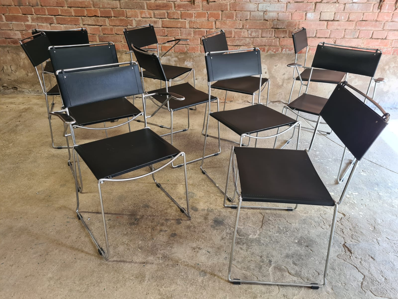 Set of 8 vintage design chairs by Giandomenico Belotti for Alias