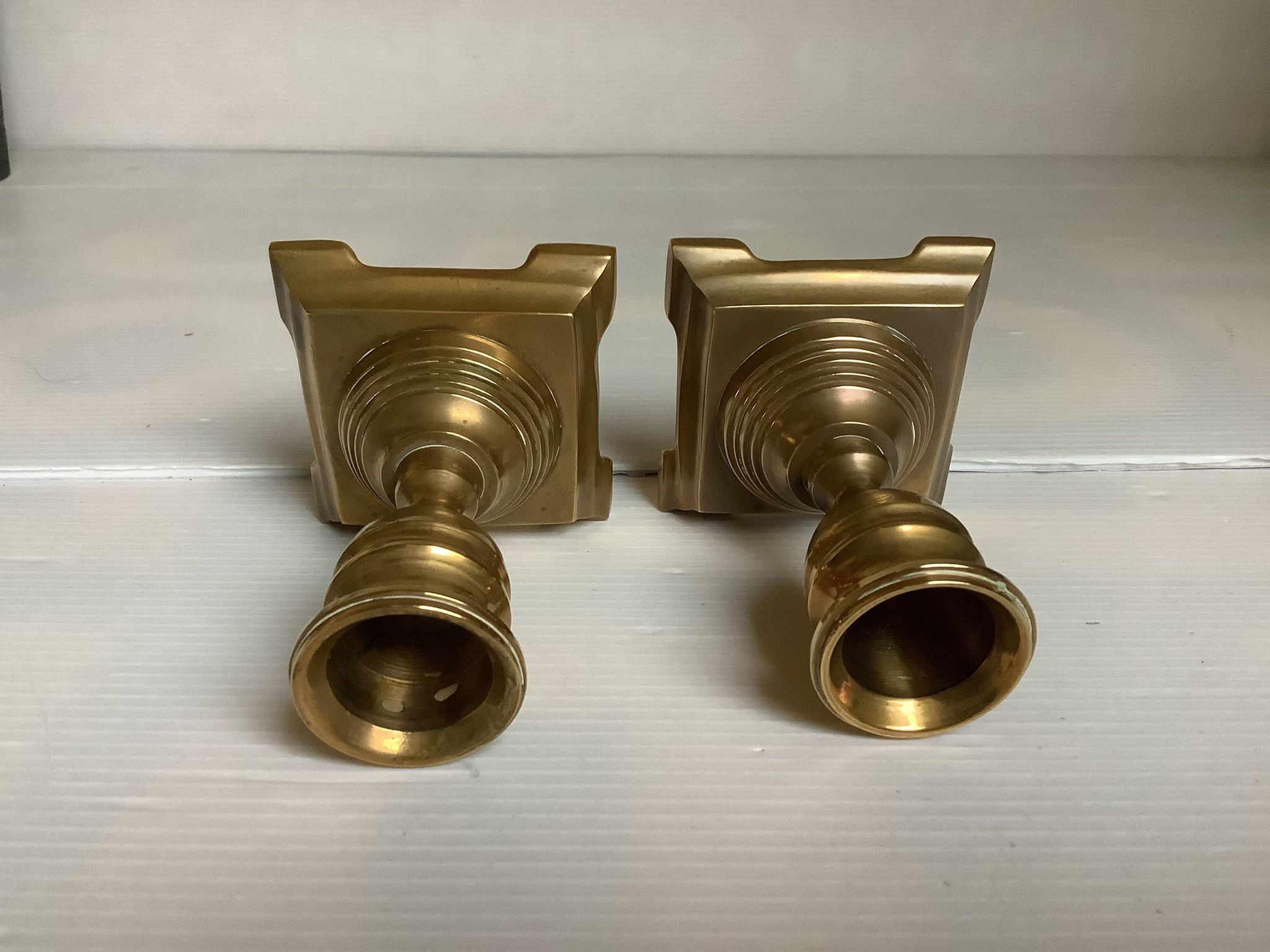 Pair of small brass candle holders