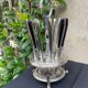 12 "Apollonox" fruit knives on silver metal support