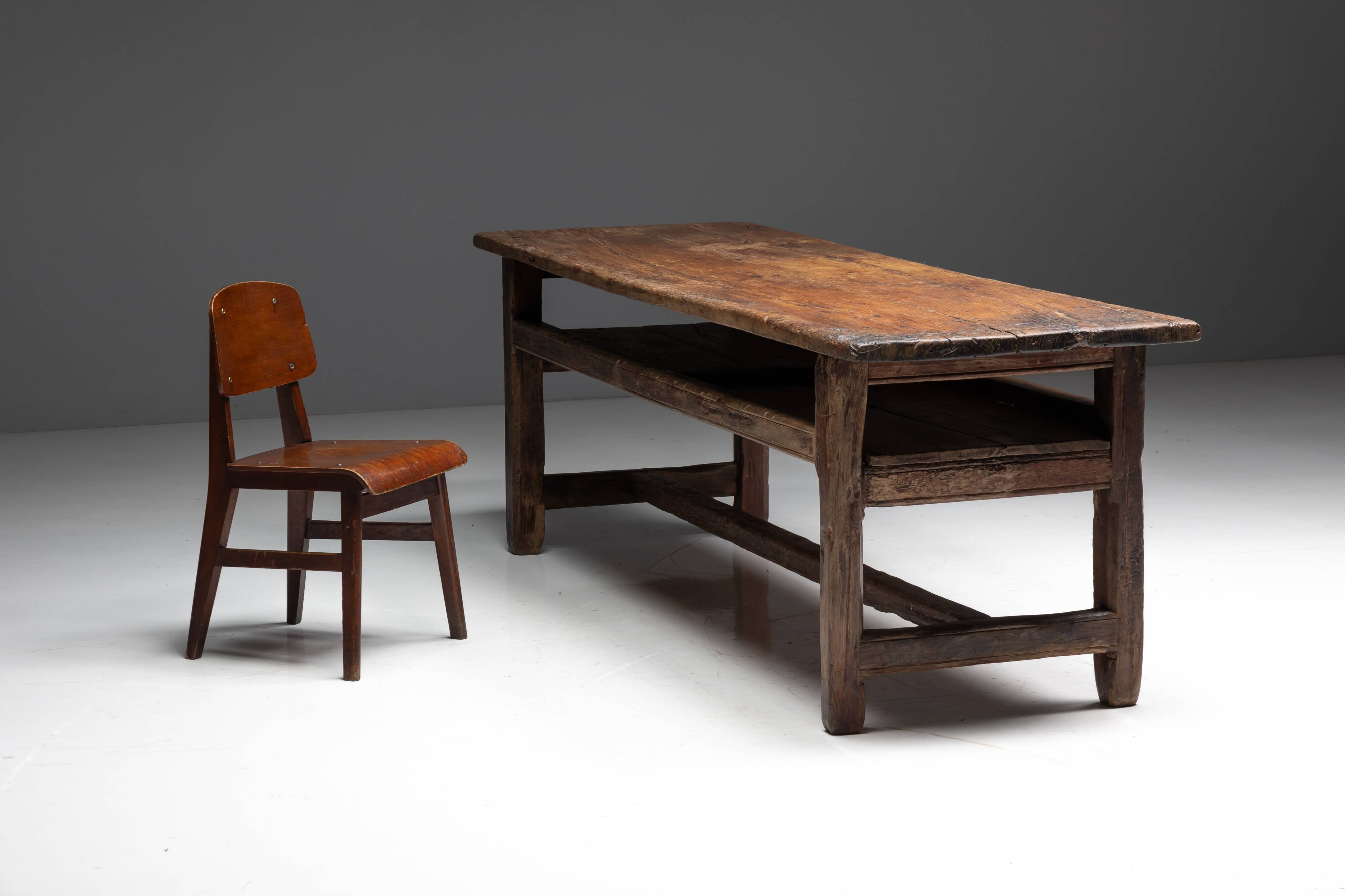 Wabi sabi farmhouse worktable, France, 19th century