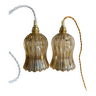 Pair of portable lamps with vintage amber glass globes