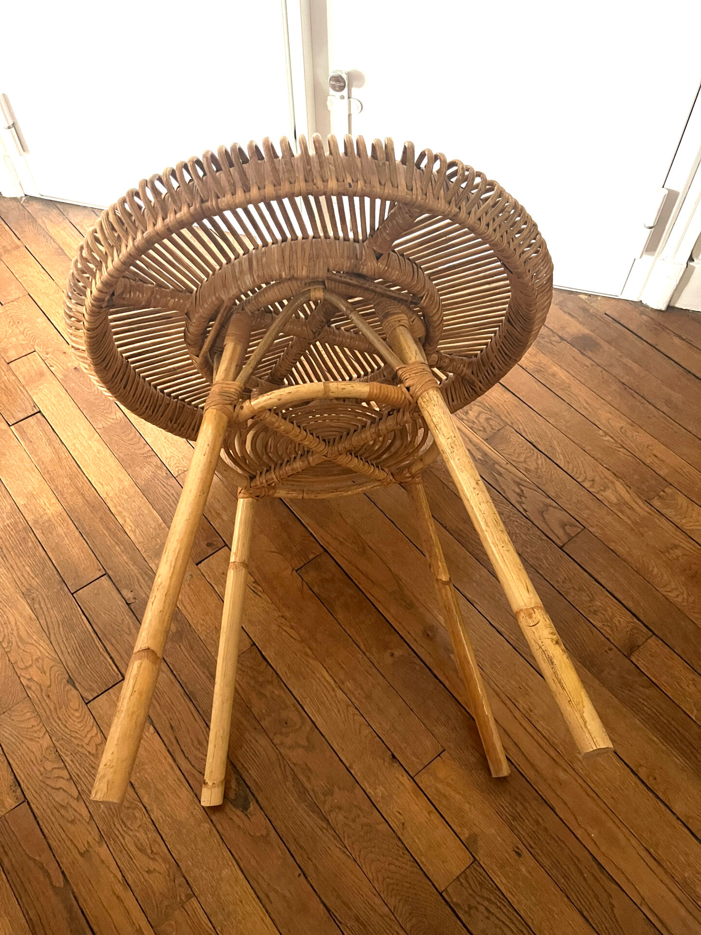 Vintage rattan and bamboo coffee table