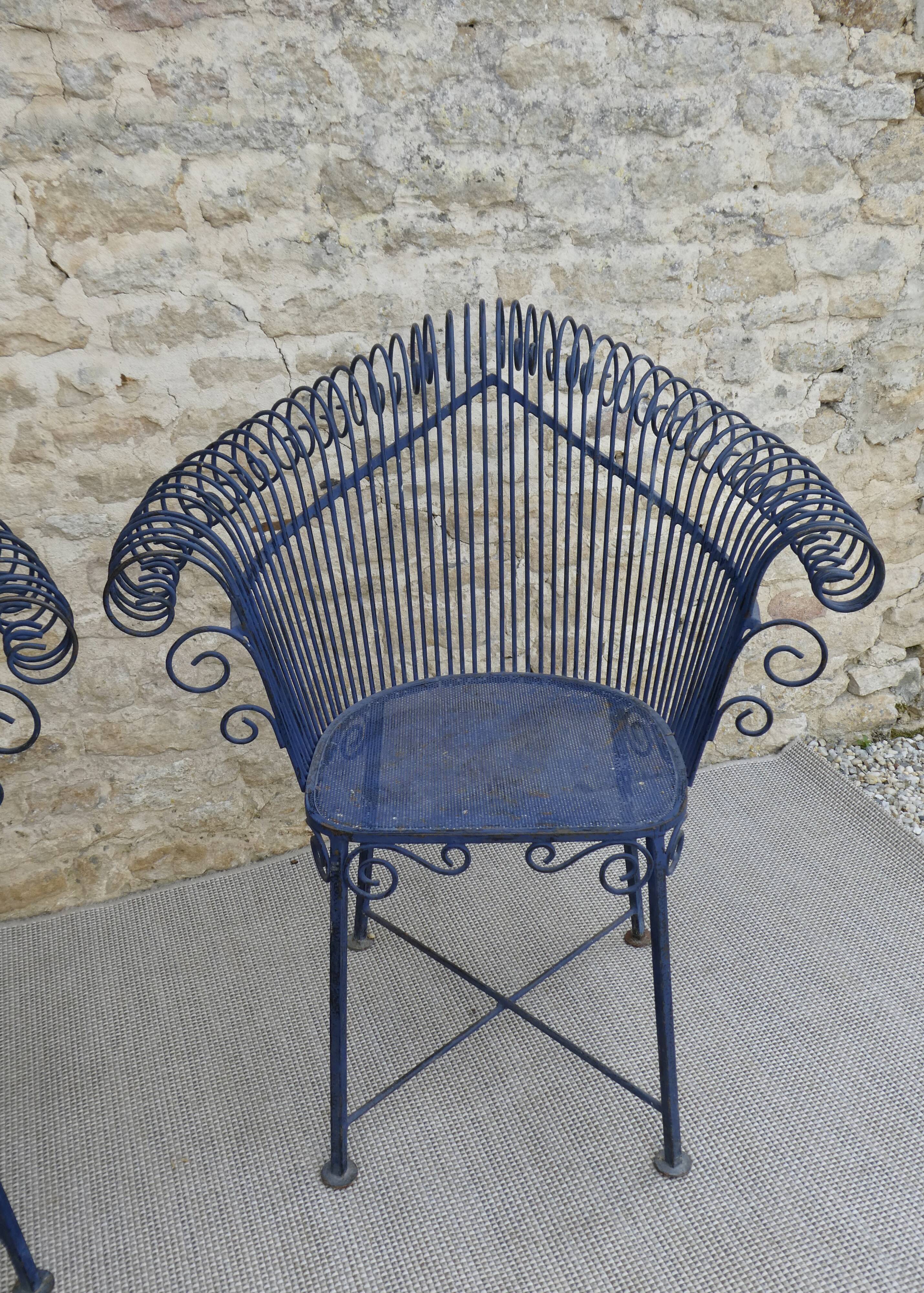 Pair of metal garden chairs