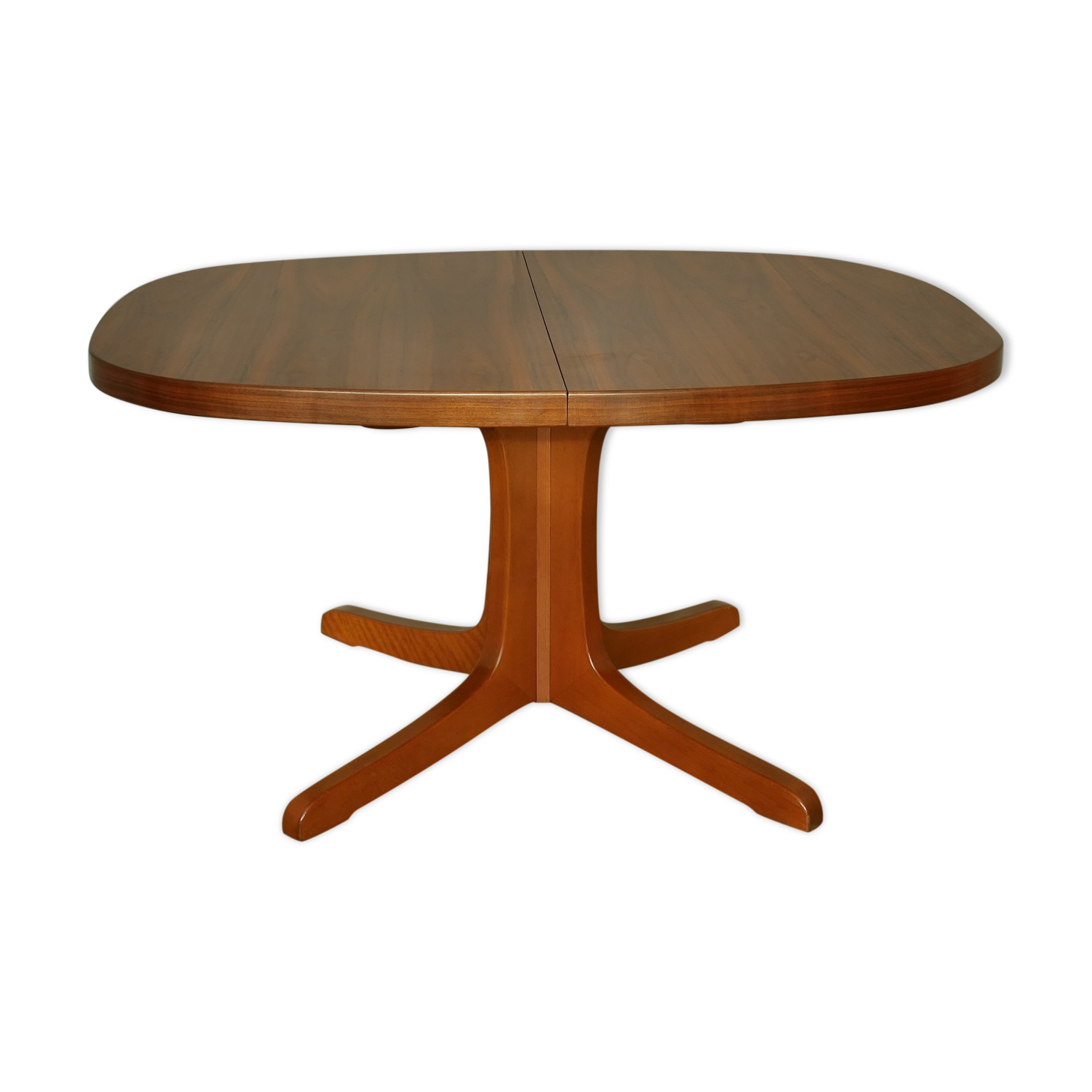 Oval walnut table with extension cords