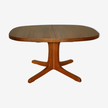 Oval walnut table with extension cords