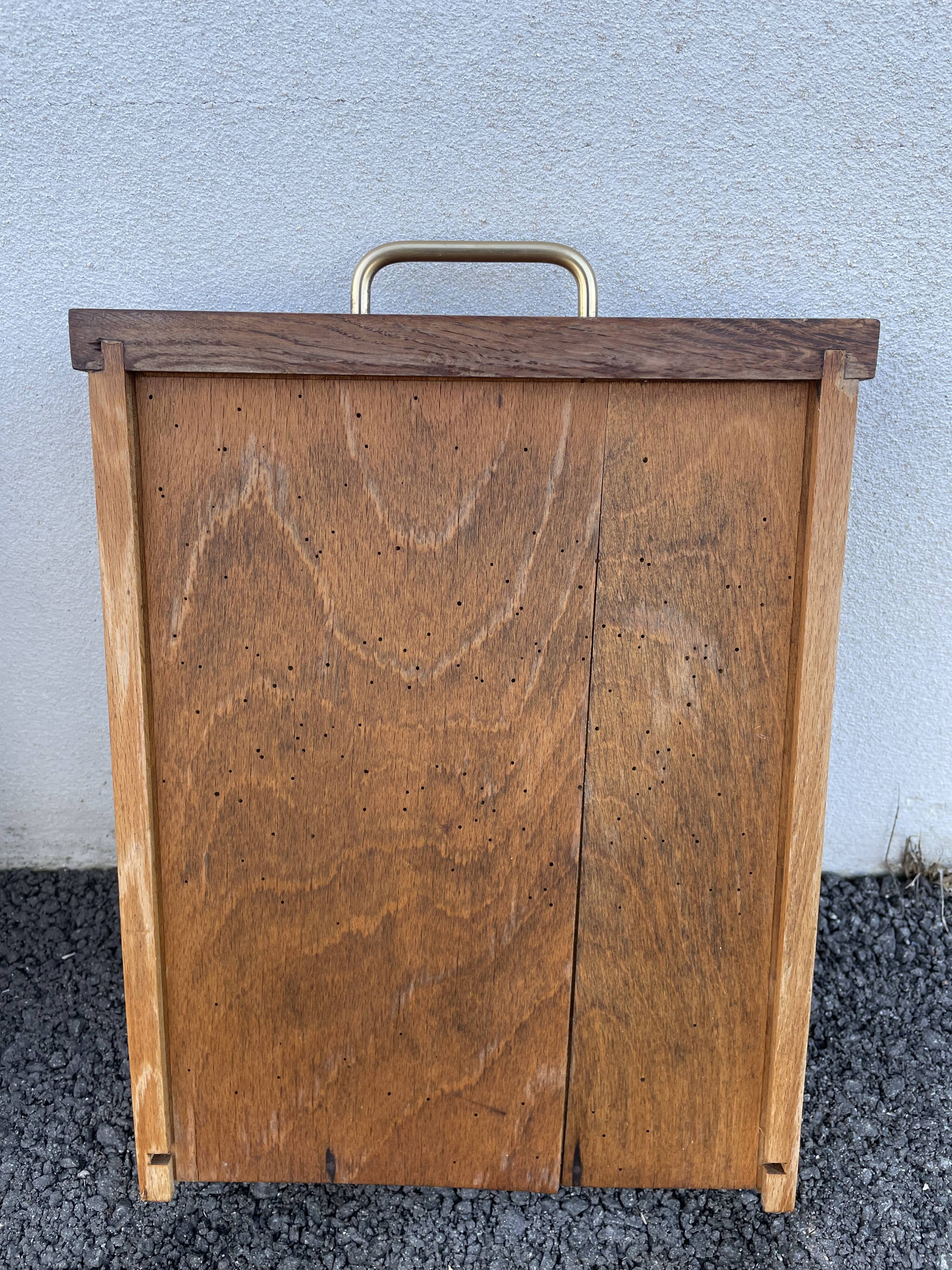 Modernist wooden desk with compass feet 1950