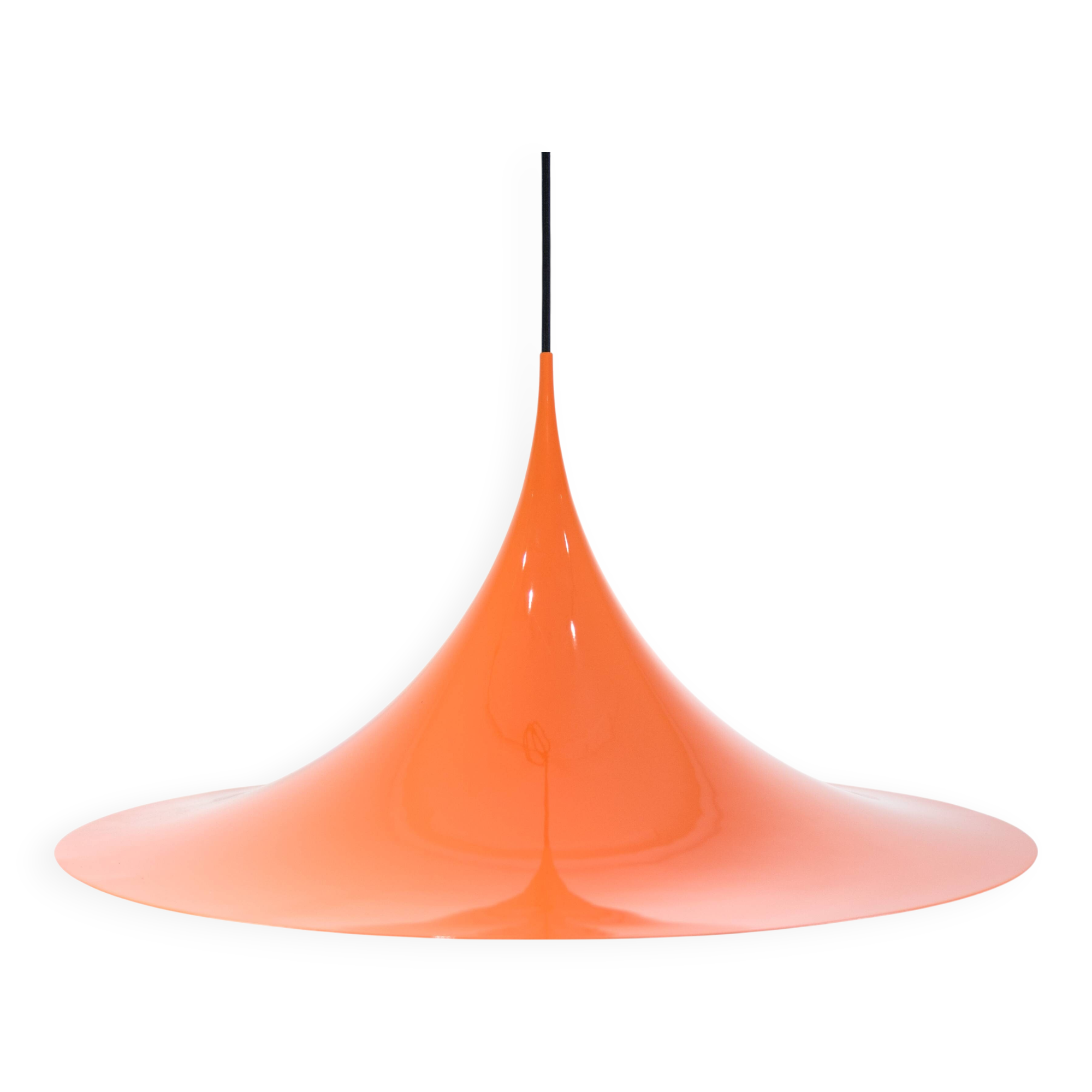 Large Trumpet Pendant In Orange By Claus Bonderup For Fog & Mørup From 1970