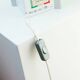 Mint green metal table lamp Slamp Moon by Samuel Parker with white disc shade, vintage 1990s design