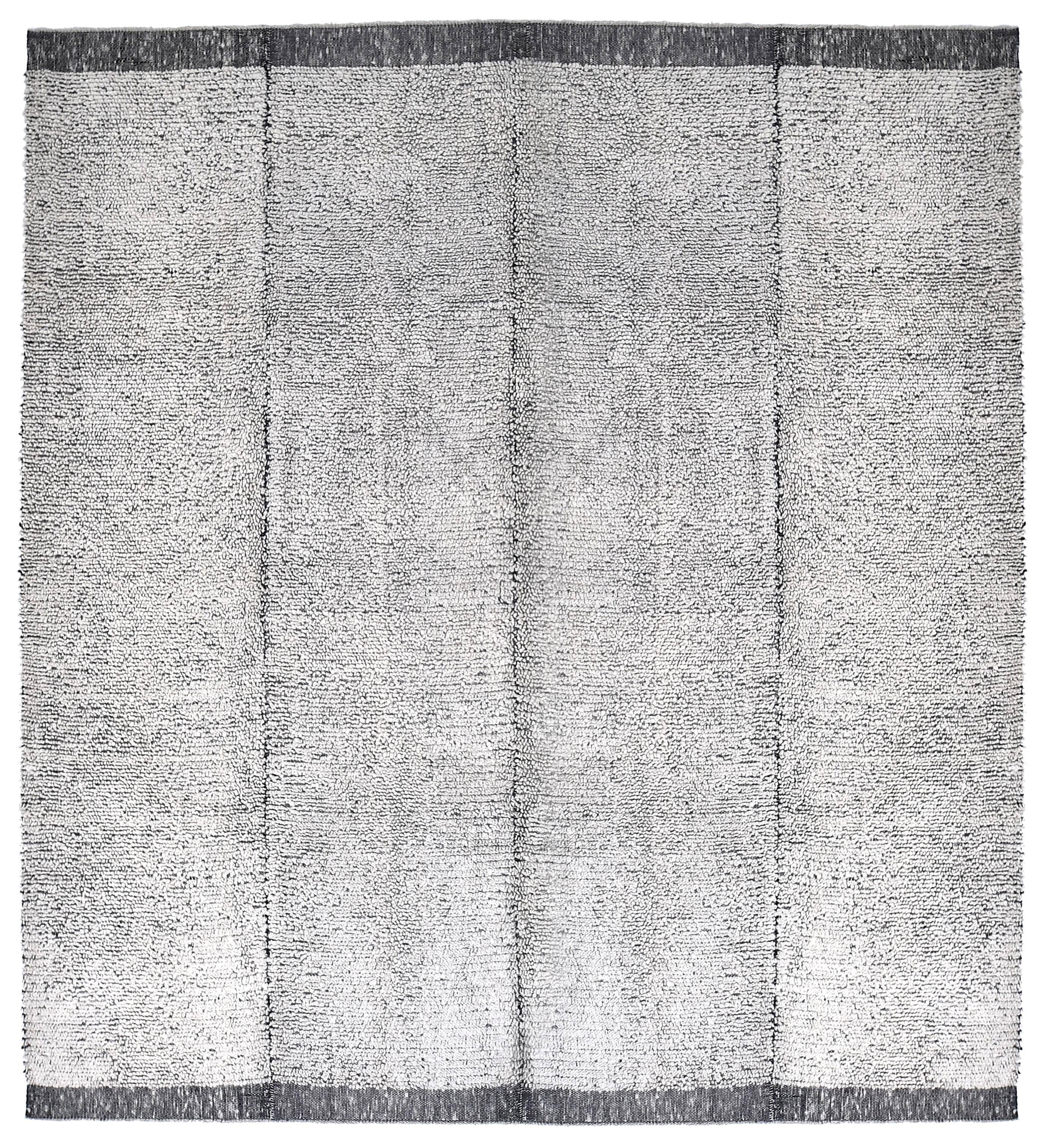 9x10 White Black %100 Wool Turkish Vintage Rug 277x296Cm