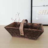 Dark wooden harvest basket