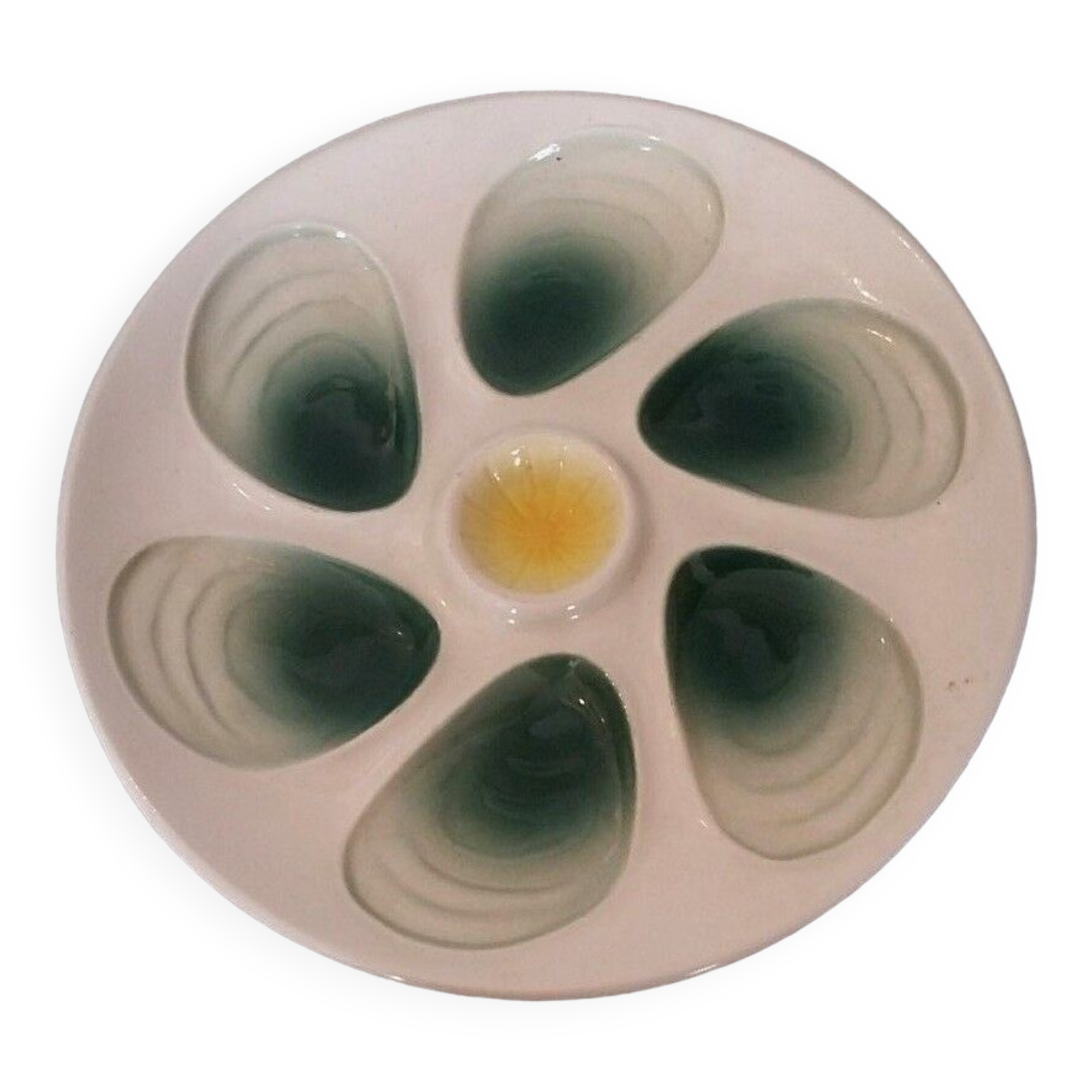 Assiette à huîtres en faïence Salins