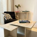 Square nesting table 100% TRAVERTIN