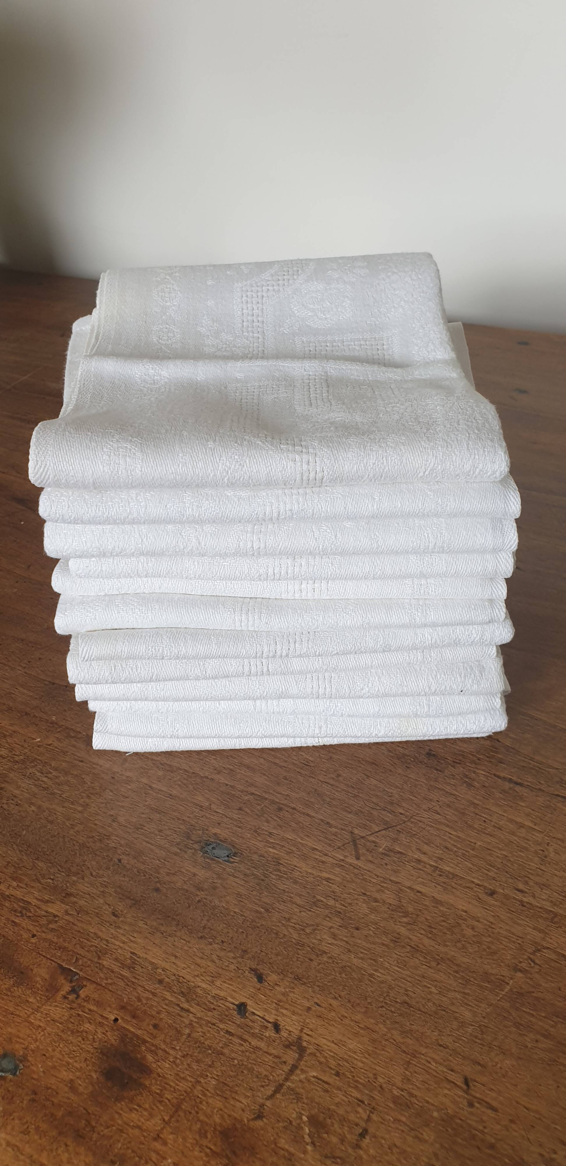 12 antique damask cotton napkins