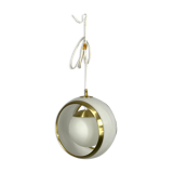 Stilux Milano, gilded aluminum, opaline and perspex pendant. Italy 1960s