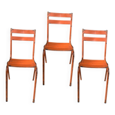 Set of 3 Art Prog metal stacking chairs – 1950s