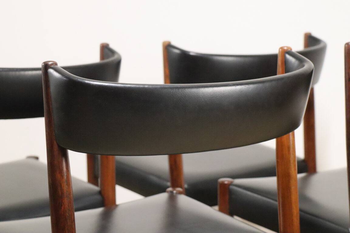 Set of 4 Scandinavian Danish chairs in rosewood and skai, 1960