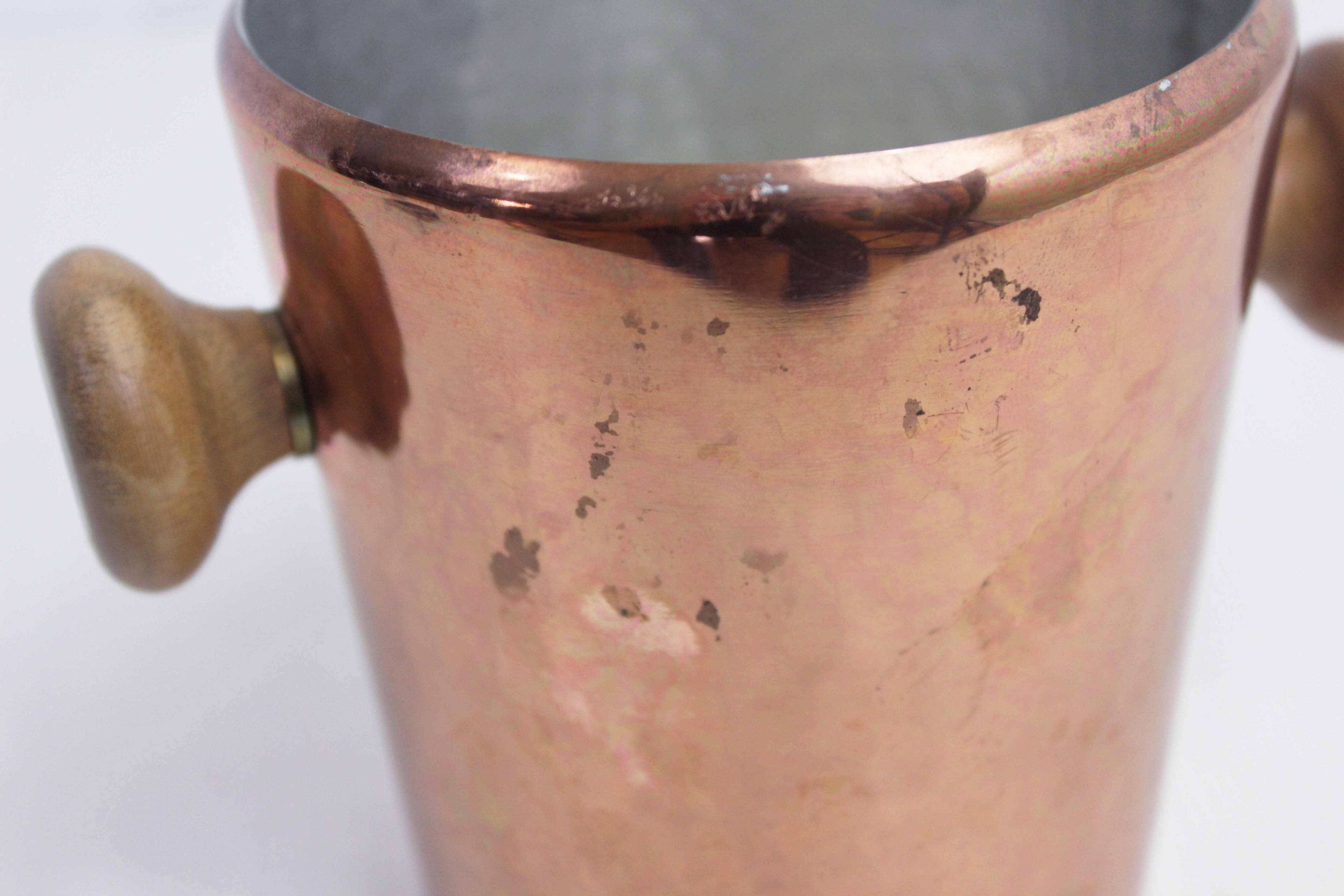 Small copper and teak ice bucket
