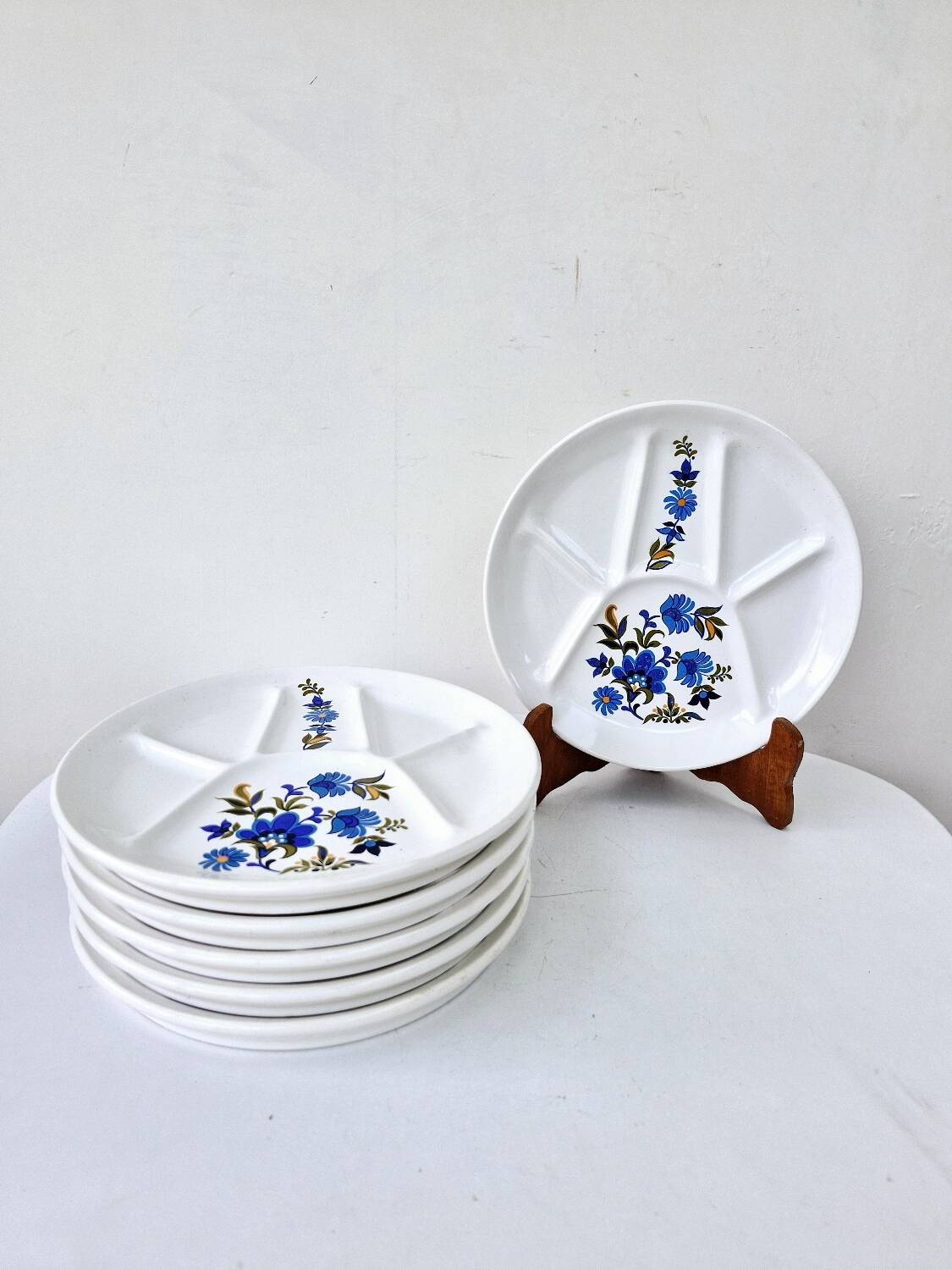 6 vintage compartmented earthenware plates bali saint amand collection