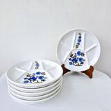 6 assiettes vintage compartimentées faïence collection bali saint amand