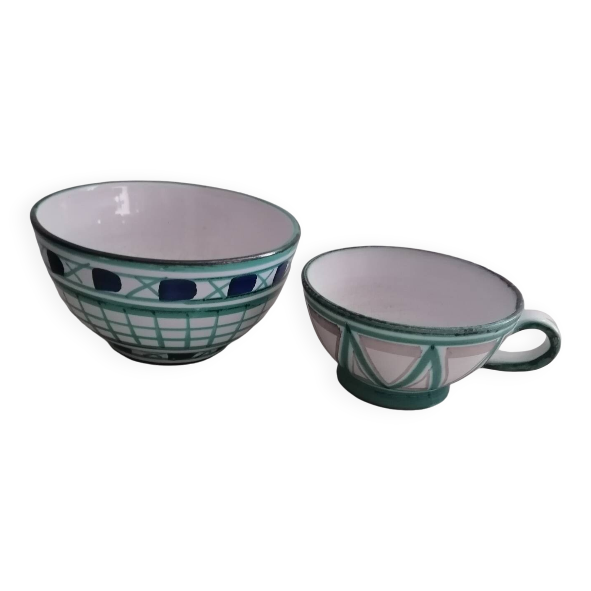 Bowl and cup signed Robert Picault Valauris