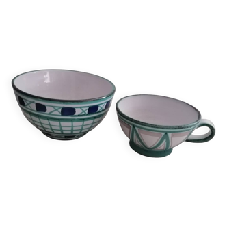 Bowl and cup signed Robert Picault Valauris