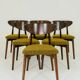 Lot de 6 chaises de salle à manger modernes en hêtre, bouclé jaune, bois foncé