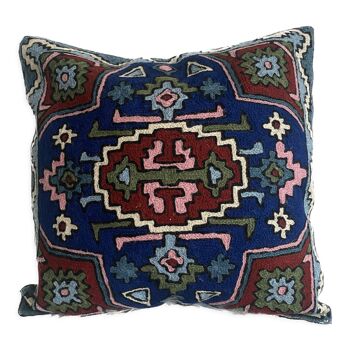 Ethnic wool cushion cover embroidered by hand 40x40 cm