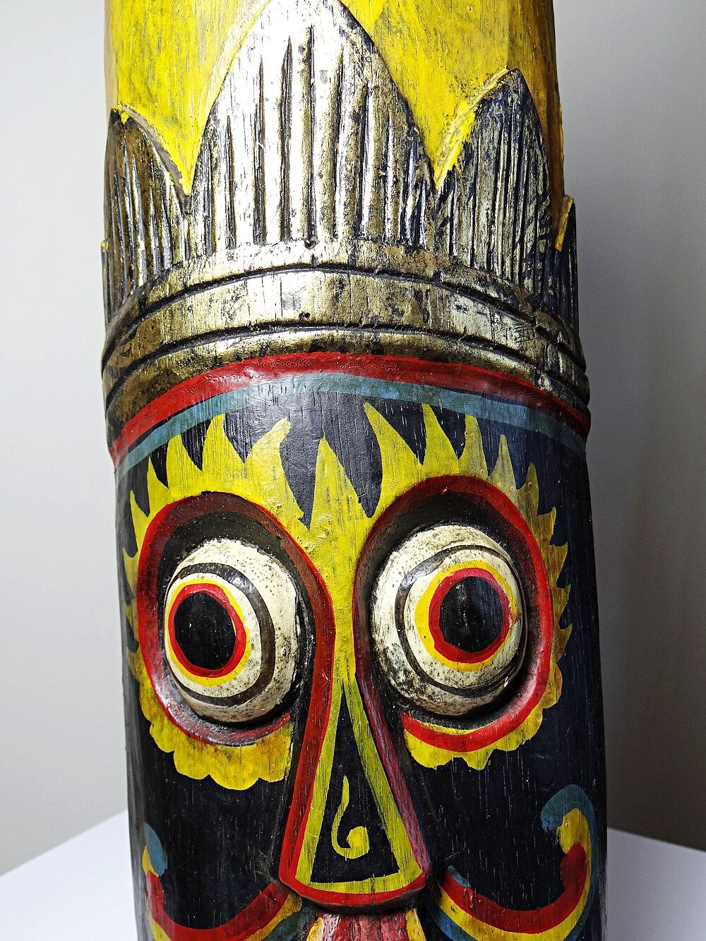 Large Balinese mask carved and hand-painted in wood, Indonesia, 1970s.