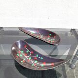 Pair of pockets tray by Gien 1950 or ramekins