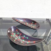 Pair of pockets tray by Gien 1950 or ramekins