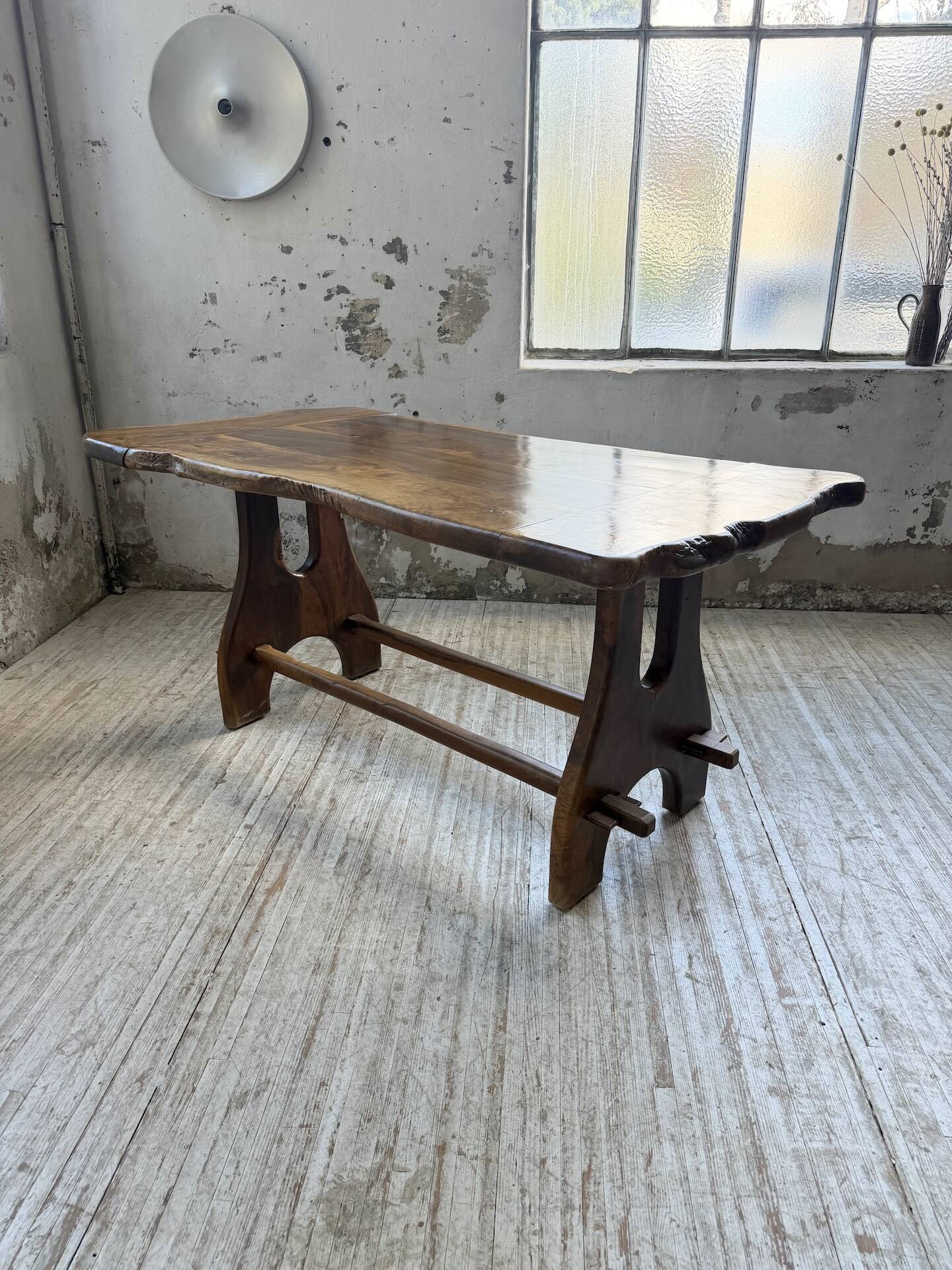 Dining table in solid olive wood Maison Skela 1960