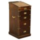 Bureau de campagne Davenport victorien antique en cuir avec galerie en laiton
