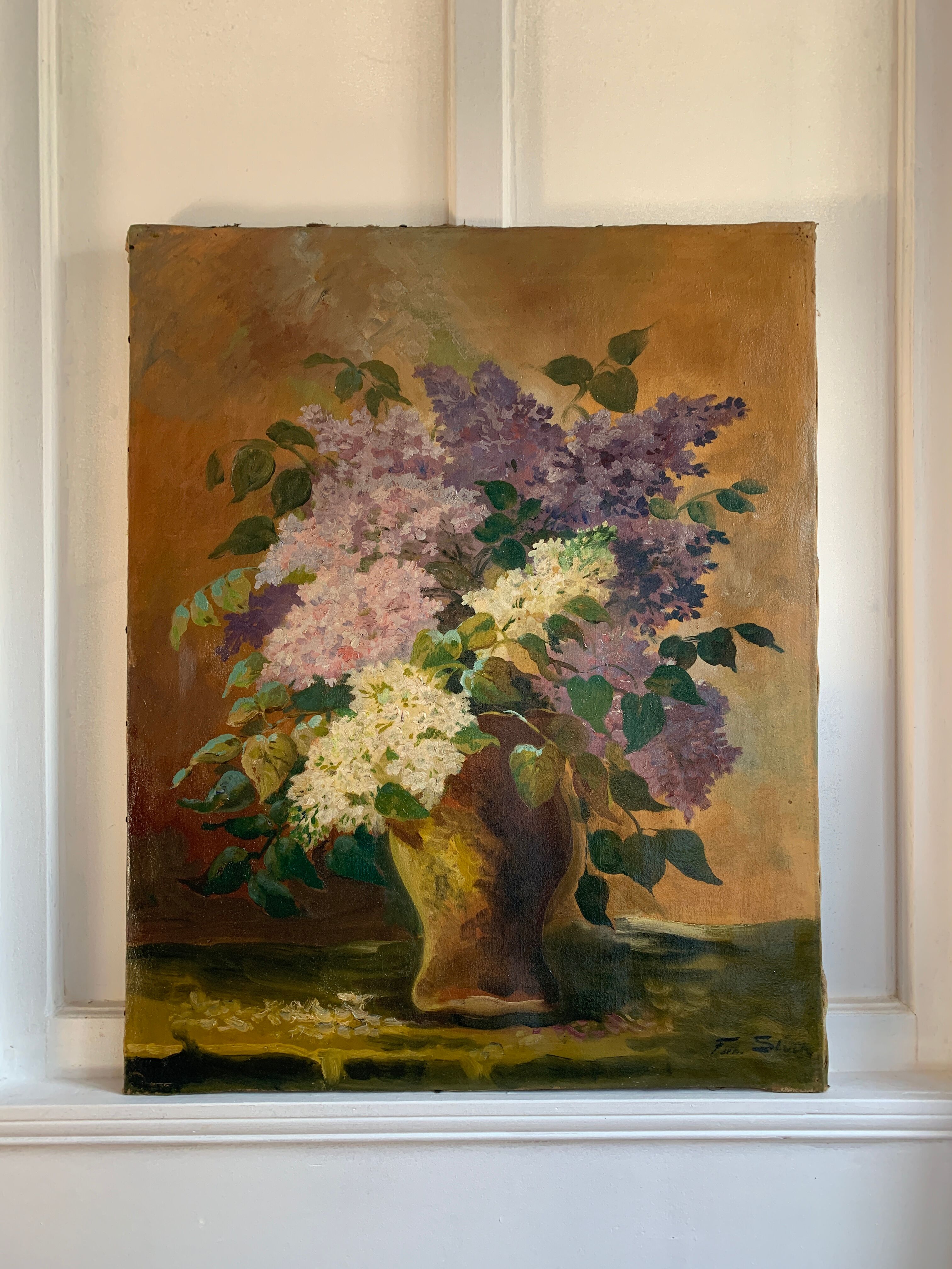 Peinture à l'huile bouquet de lilas