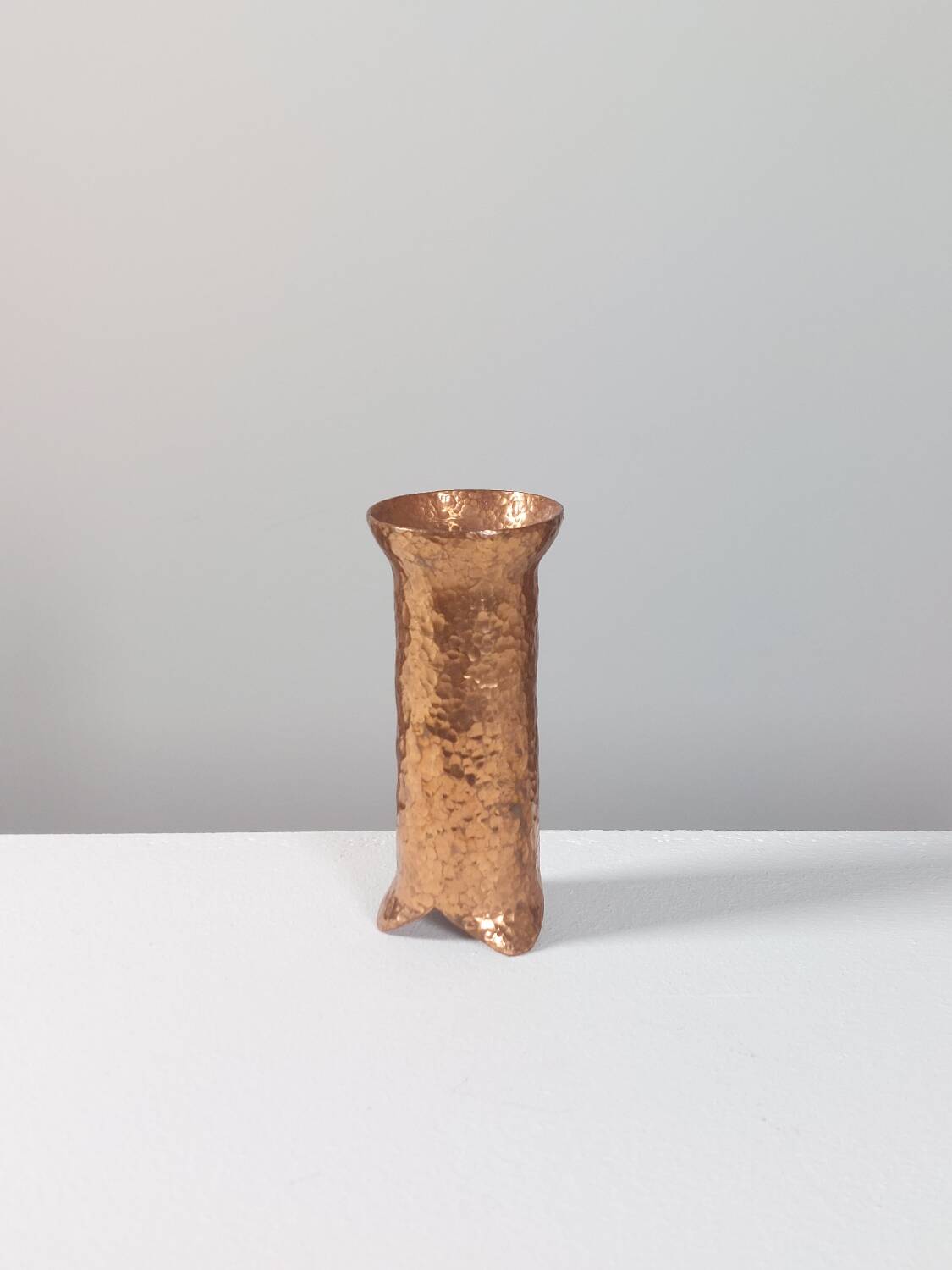 Anthroposophical hand hammered metal vase