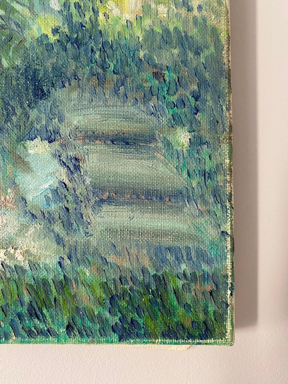 Old painting, landscape, summer garden, 70s/80s