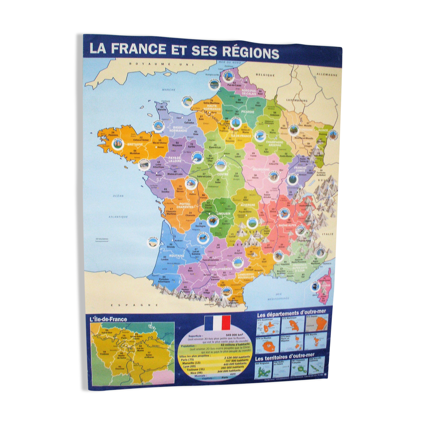 Affiche la France et ses régions