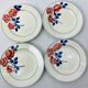 4 dessert plates vintage flower rose red HBCM