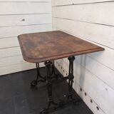 Bistro table with cast iron legs and oak top