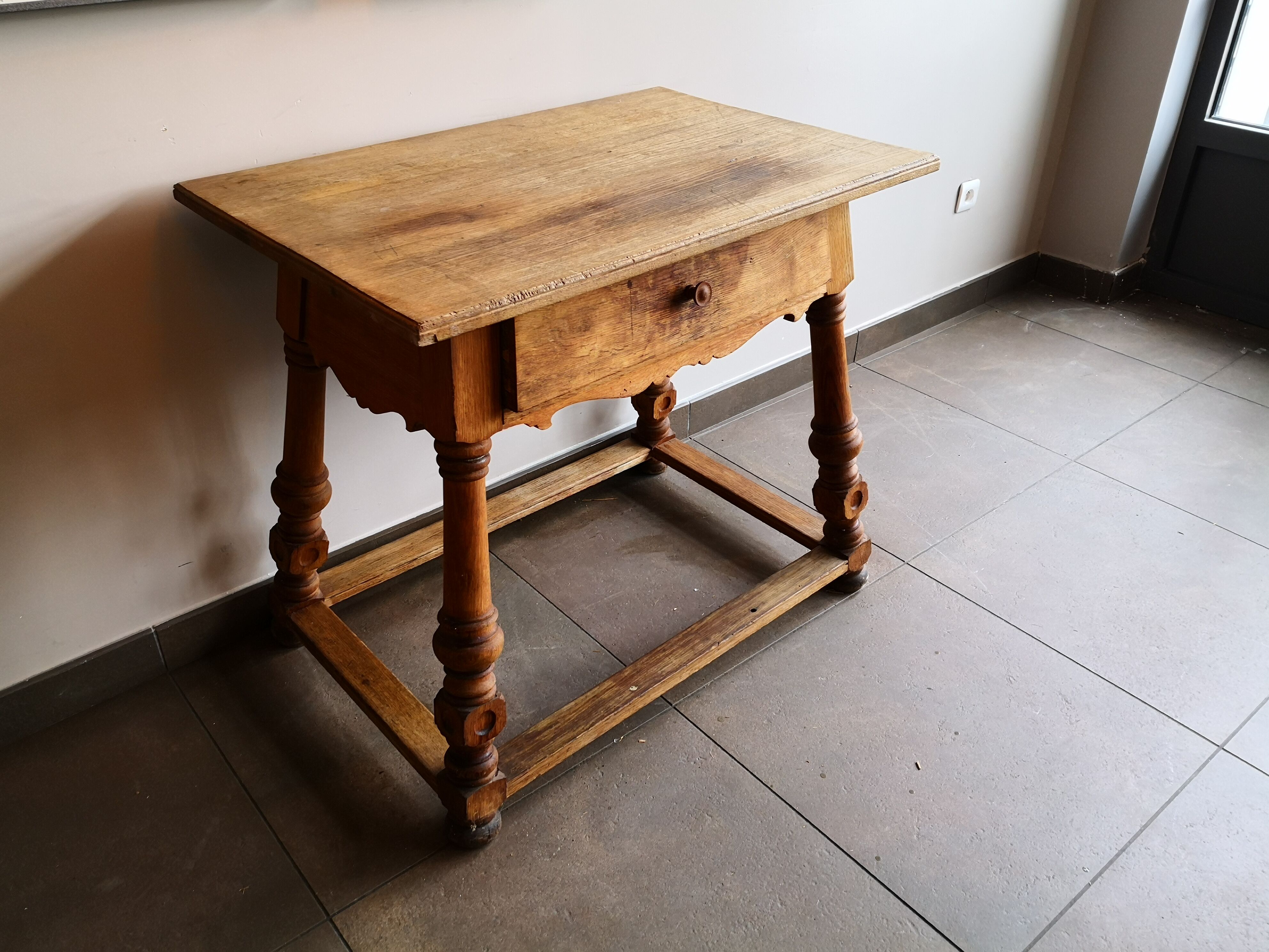 Old country desk feet turned