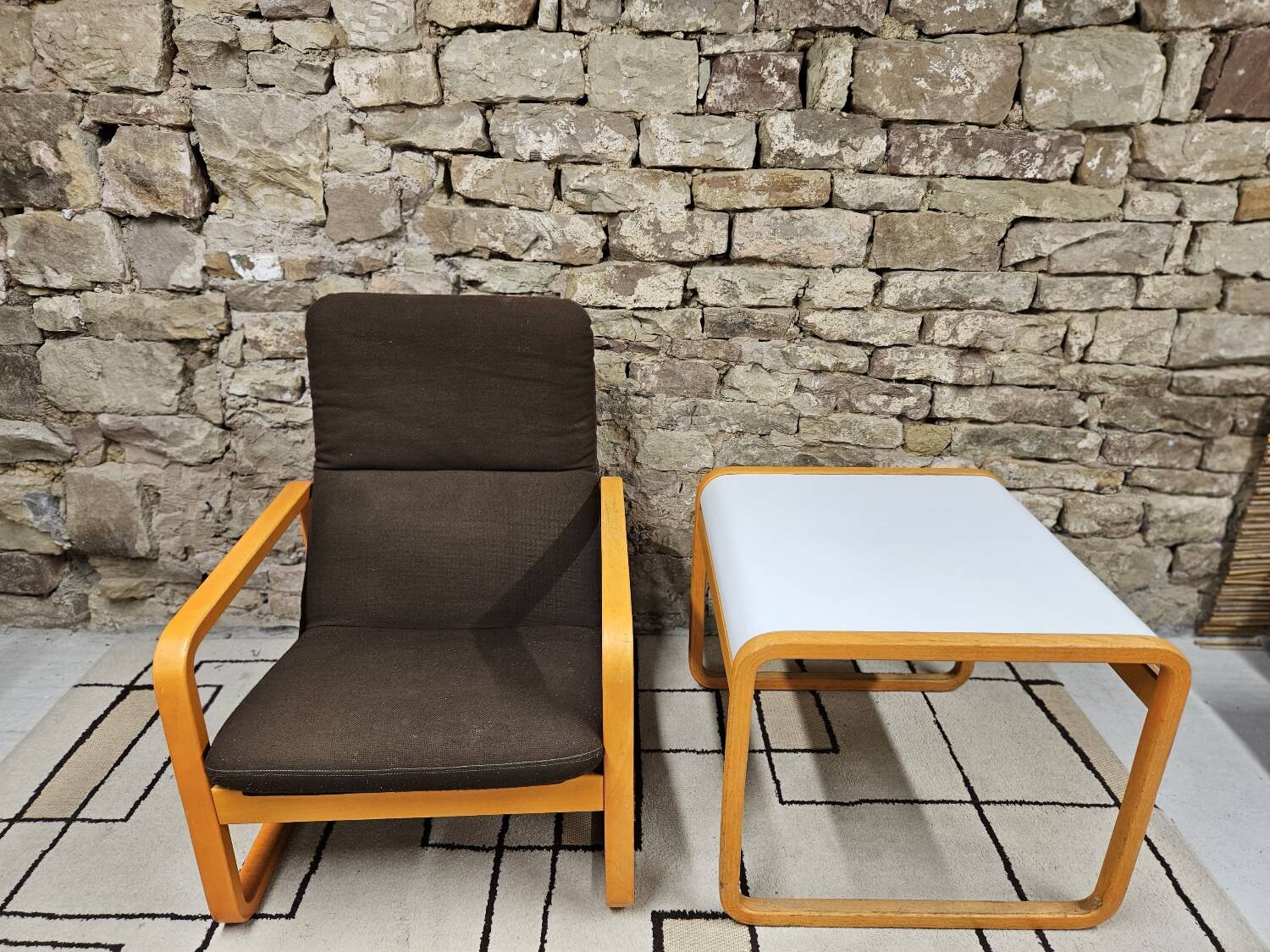 Set of Wilkhahn bentwood armchairs and tables, vintage 1980s