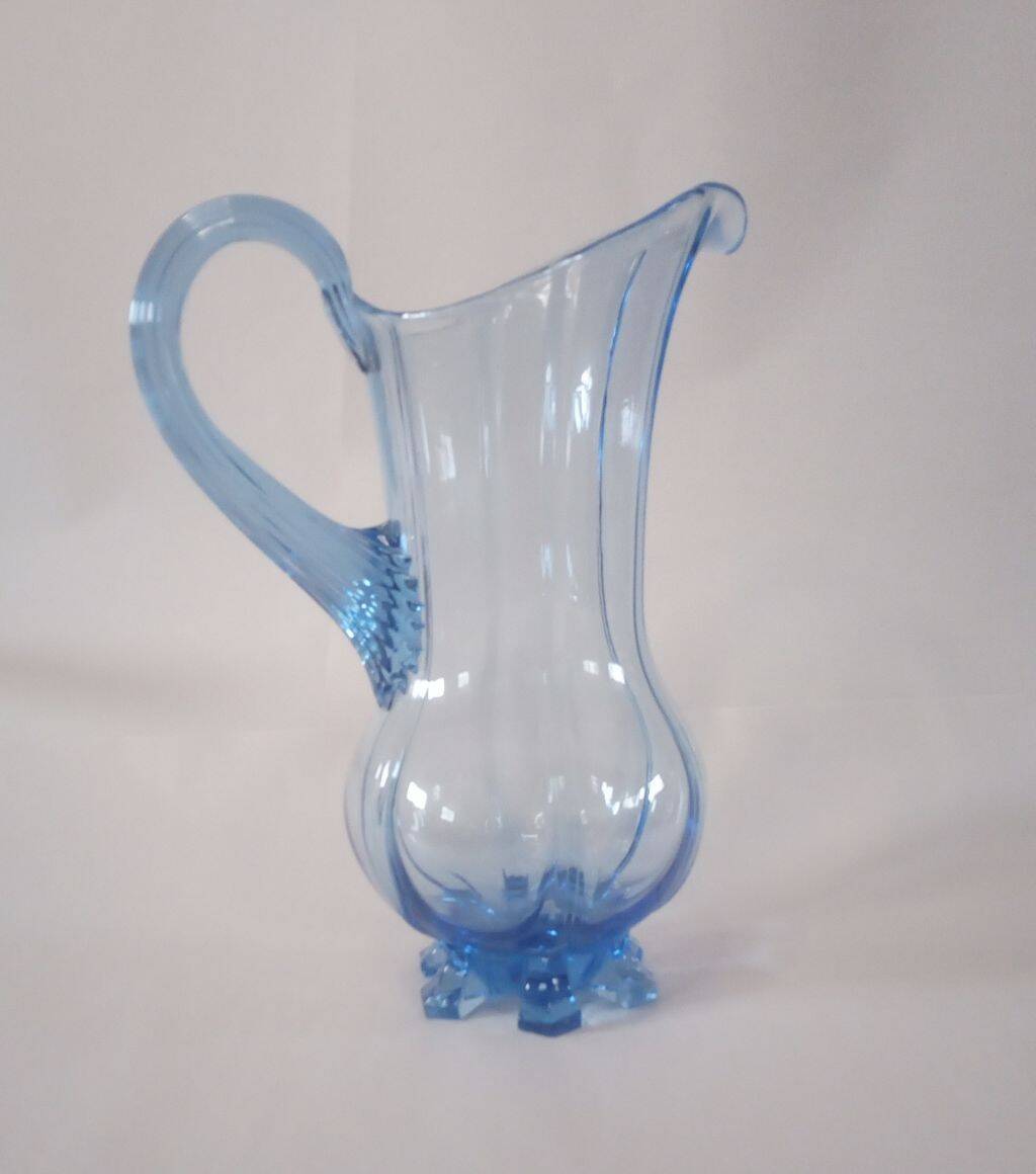 Art Glass Blue Pitcher