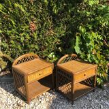 Pair of rattan bedsides