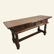 Large Castilian table with drawers and turned legs, early 20th century.